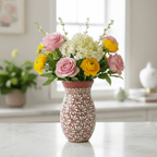 Handmade Talavera Vase | Brown & White Relief Pottery The Talavera Hub