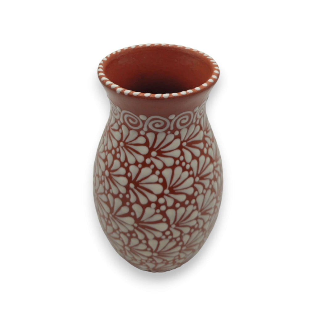 Handmade Talavera Vase | Brown & White Relief Pottery The Talavera Hub