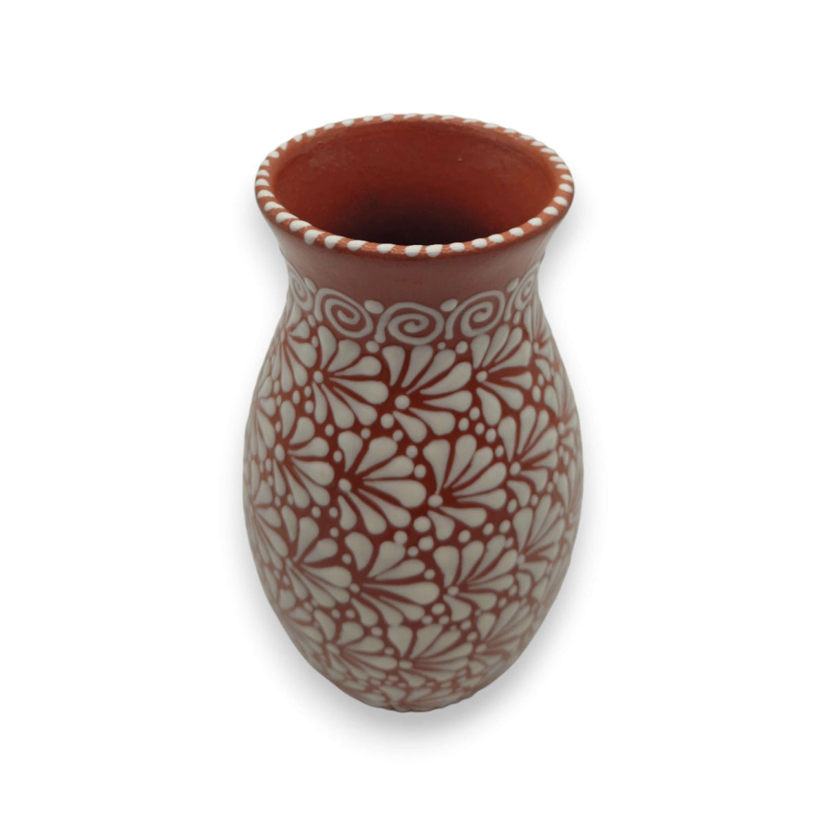 Handmade Talavera Vase | Brown & White Relief Pottery The Talavera Hub