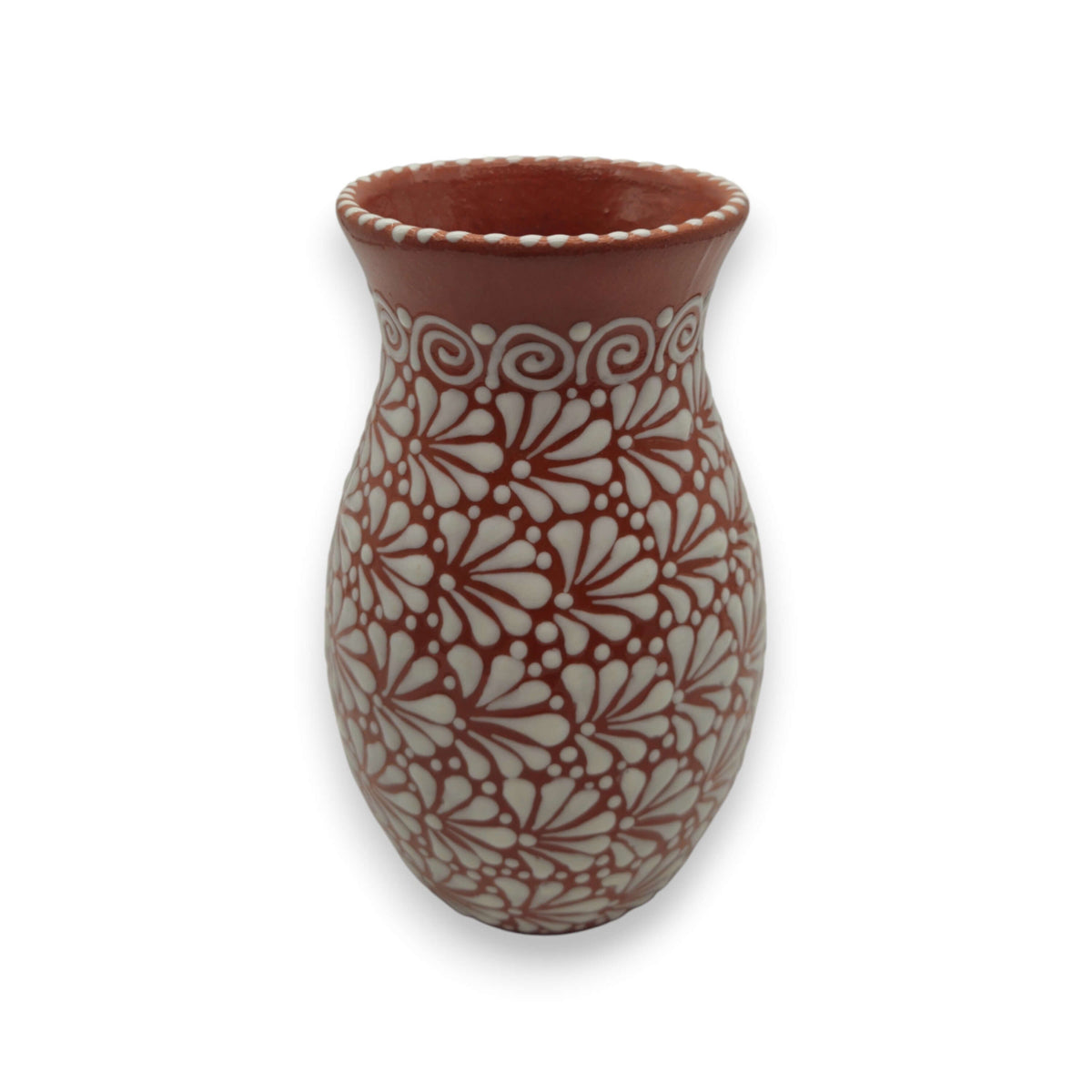 Handmade Talavera Vase | Brown & White Relief Pottery The Talavera Hub