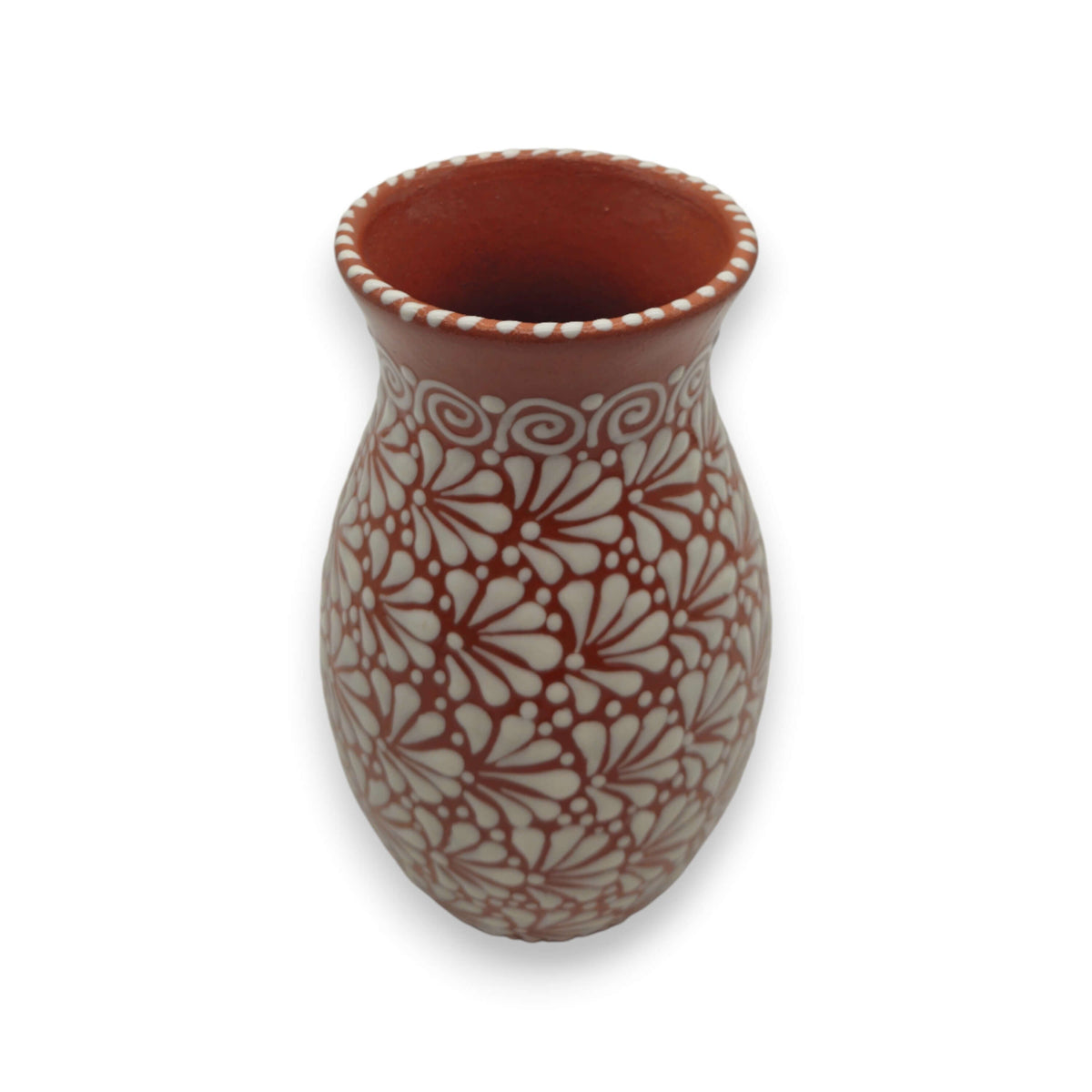 Handmade Talavera Vase | Brown & White Relief Pottery The Talavera Hub
