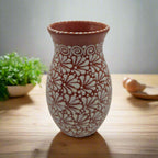 Handmade Talavera Vase | Brown & White Relief Pottery The Talavera Hub