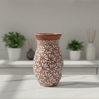 Handmade Talavera Vase | Brown & White Relief Pottery The Talavera Hub