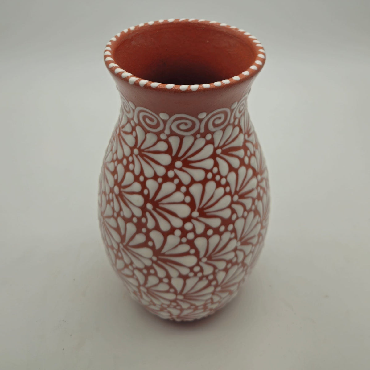 Handmade Talavera Vase | Brown & White Relief Pottery The Talavera Hub