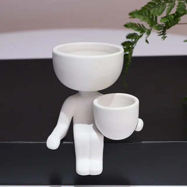 Adorable Humanoid Ceramic Succulent Planter Moderne Vases