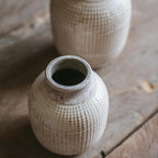 White Textured Porcelain Ceramic Jar Vase RusticReach