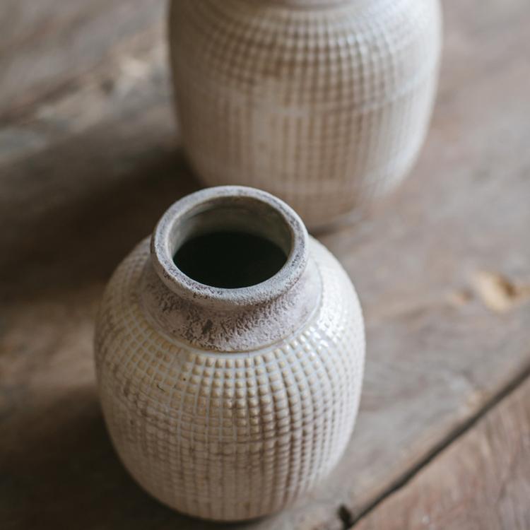 White Textured Porcelain Ceramic Jar Vase RusticReach