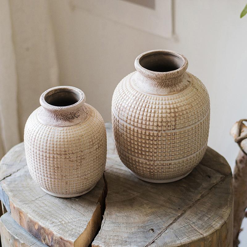 White Textured Porcelain Ceramic Jar Vase RusticReach