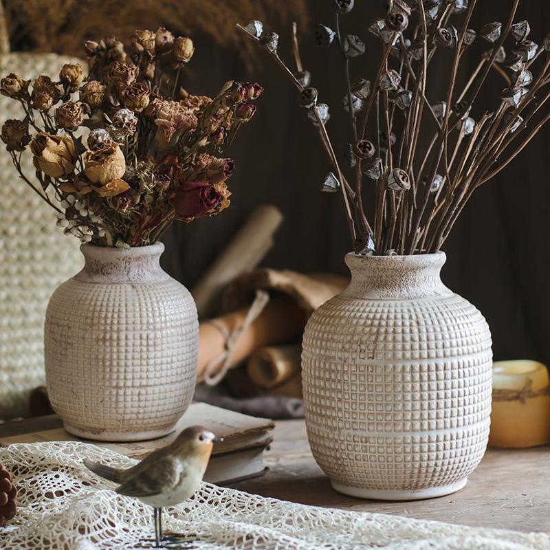 White Textured Porcelain Ceramic Jar Vase RusticReach