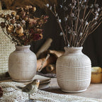 White Textured Porcelain Ceramic Jar Vase RusticReach