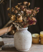 White Textured Porcelain Ceramic Jar Vase RusticReach