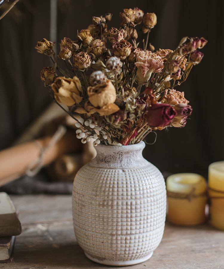 White Textured Porcelain Ceramic Jar Vase RusticReach