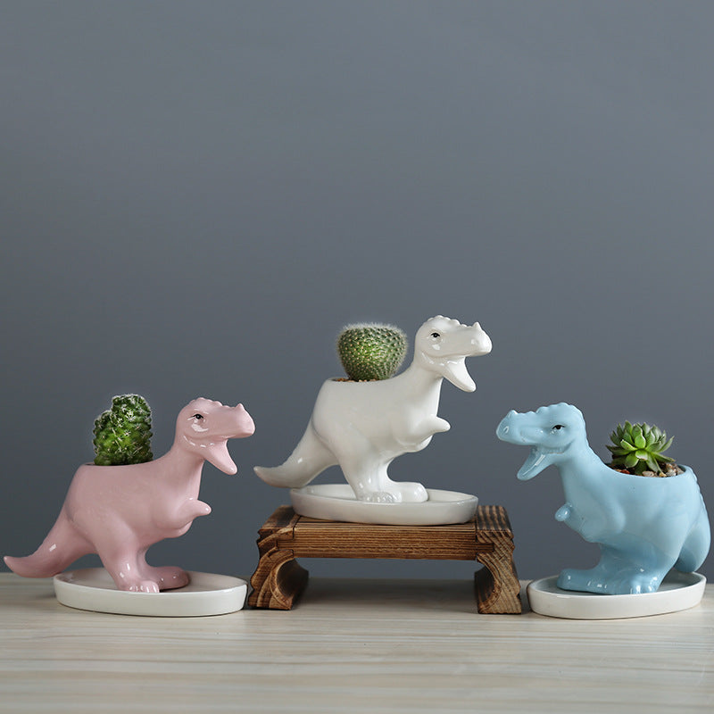 Ceramic Small Dinosaur Plant Pots Moderne Vases