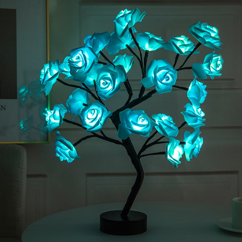 LED Rose Flower Tree Table Lamp Moderne Vases