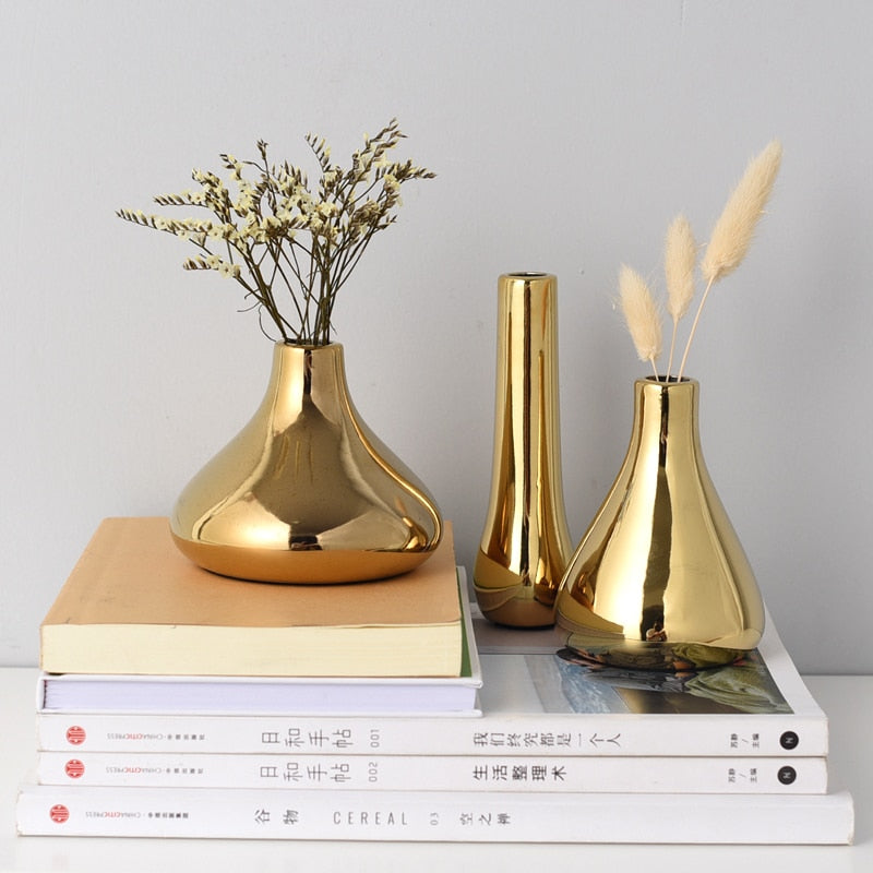 Nordic Luxury Gold Plated Vase Moderne Vases