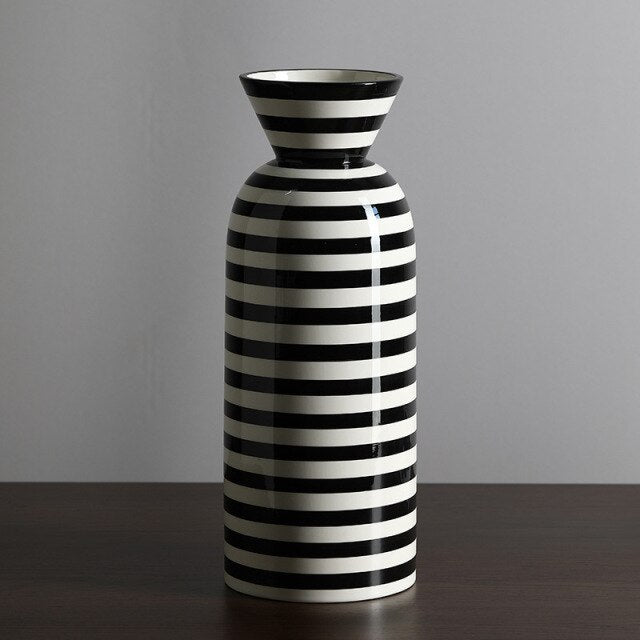 Striped Hydroponic Ceramic Vase Moderne Vases