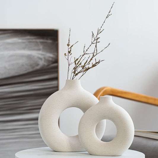 Circular Hollow Ceramic Vase Moderne Vases