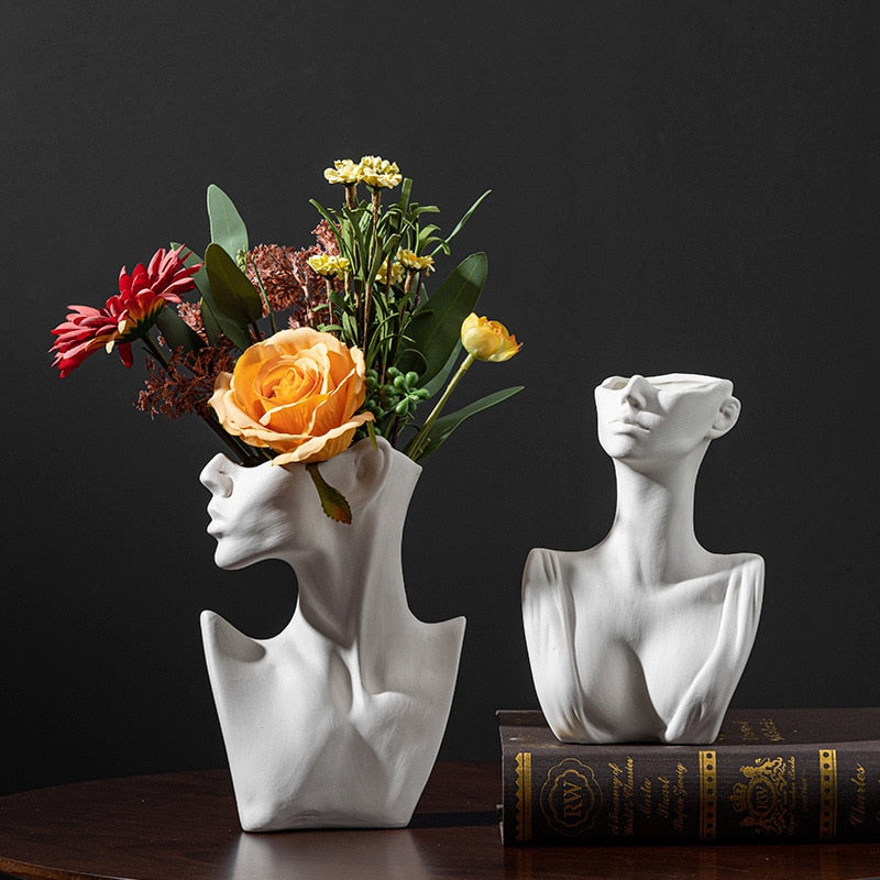 Feminine Silhouette Ceramic Vase Moderne Vases