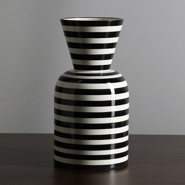 Striped Hydroponic Ceramic Vase Moderne Vases