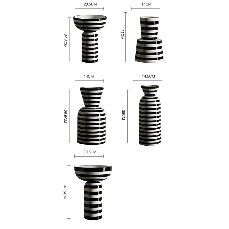Striped Hydroponic Ceramic Vase Moderne Vases