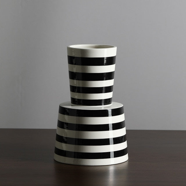 Striped Hydroponic Ceramic Vase Moderne Vases