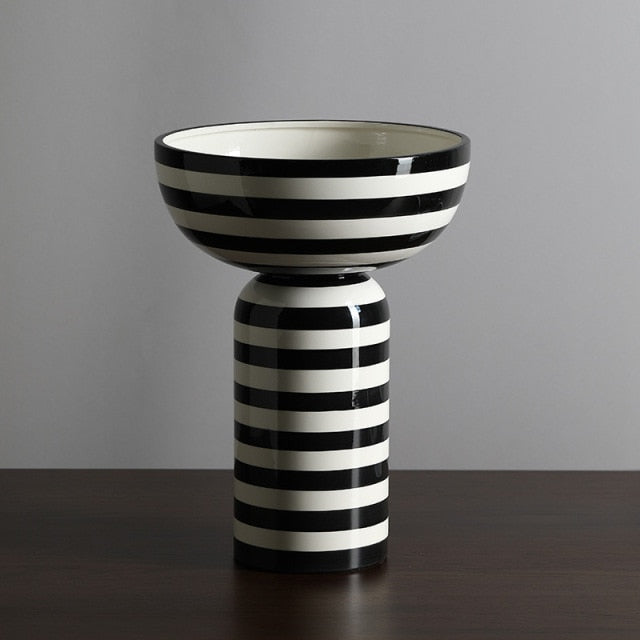 Striped Hydroponic Ceramic Vase Moderne Vases