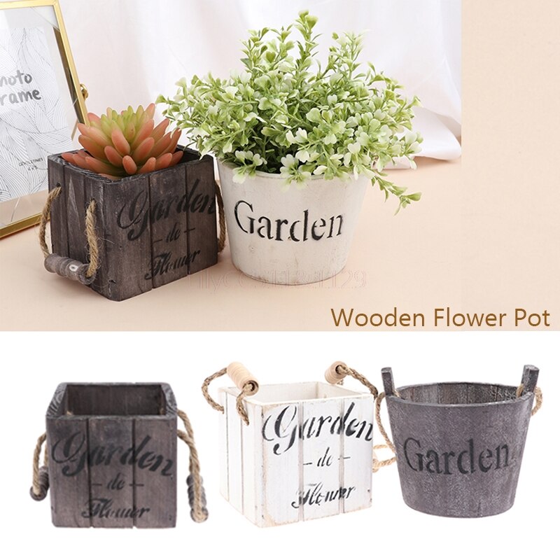 Vintage Wooden Flower Pots Moderne Vases