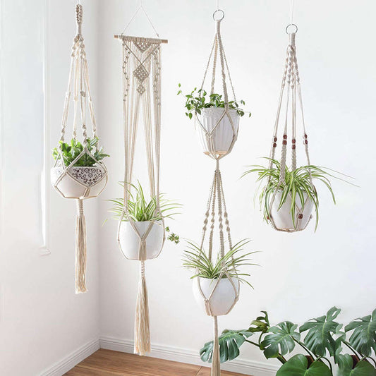 Macrame Plant Hangers - Pack of 4 Moderne Vases