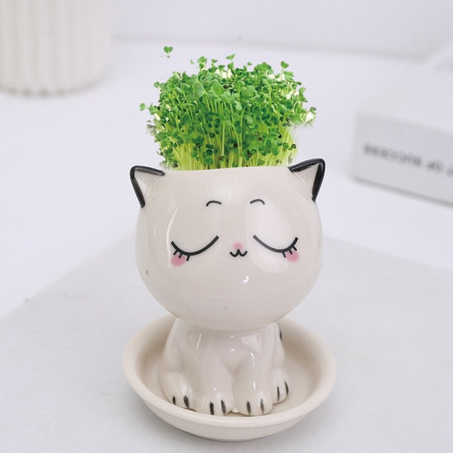 Japanese Cartoon Cat Ceramic Plant Pot Moderne Vases