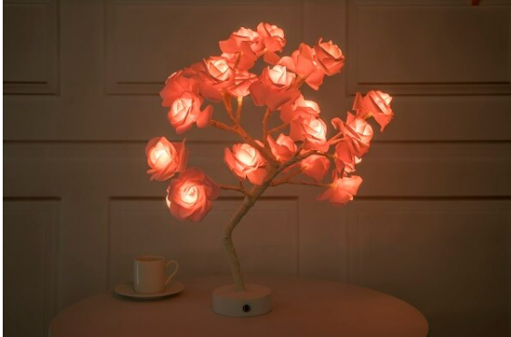 LED Rose Flower Tree Table Lamp Moderne Vases