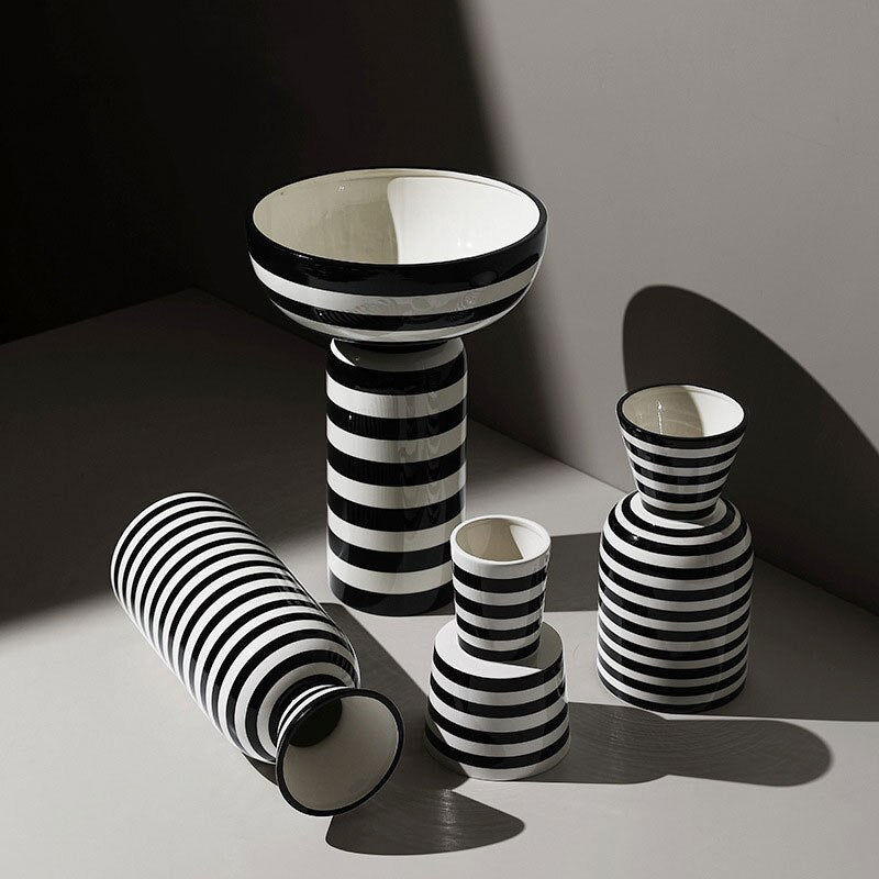 Striped Hydroponic Ceramic Vase Moderne Vases