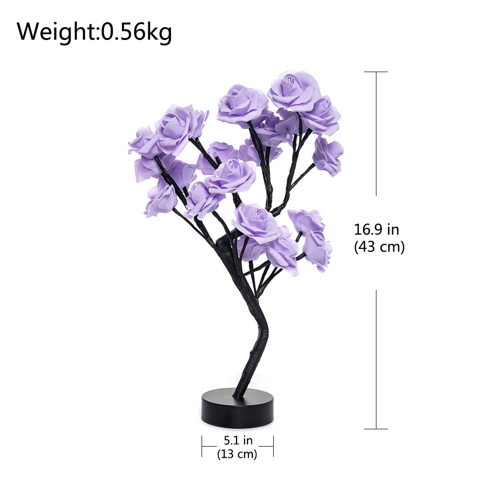 LED Rose Flower Tree Table Lamp Moderne Vases