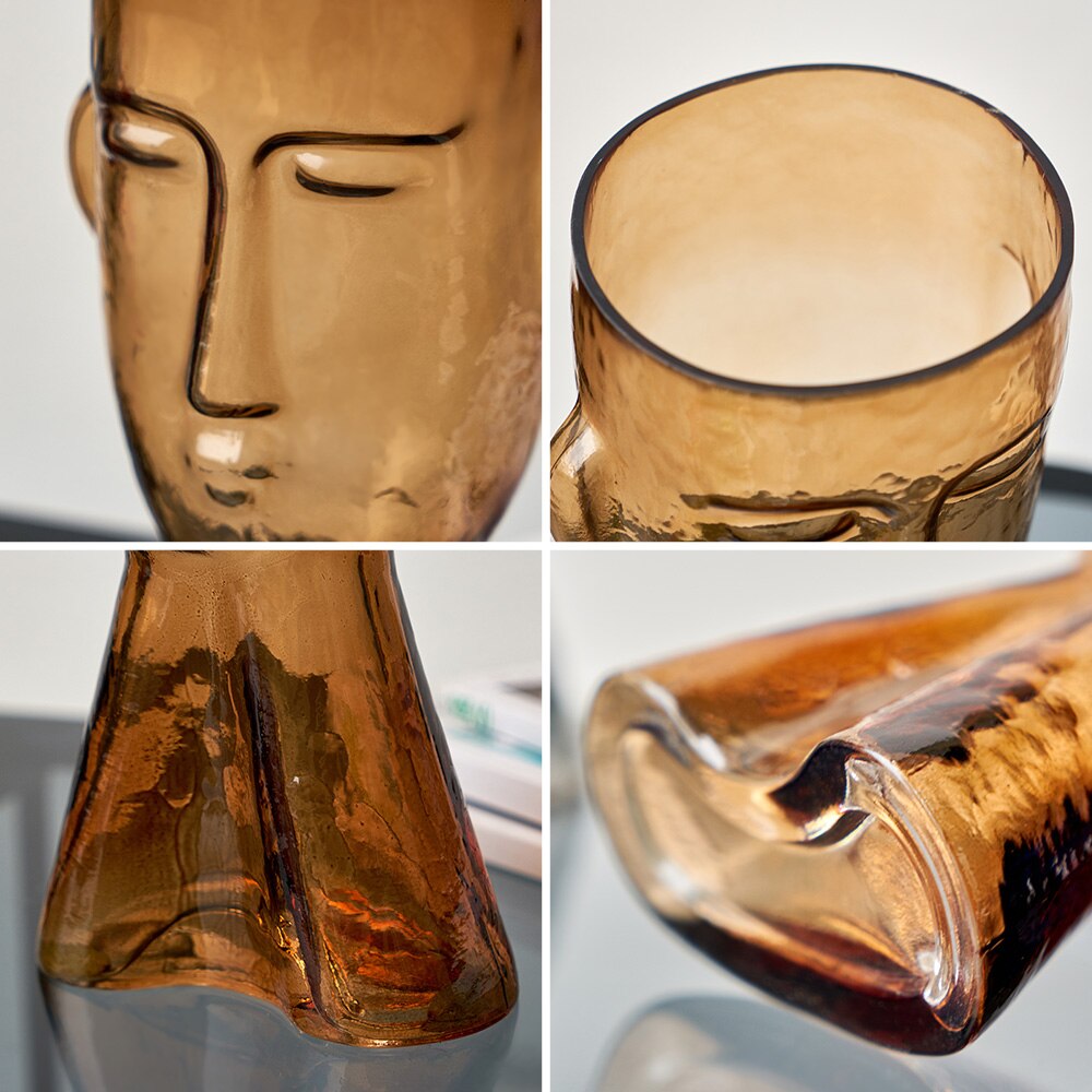 Abstract Human Face Glass Vase Moderne Vases