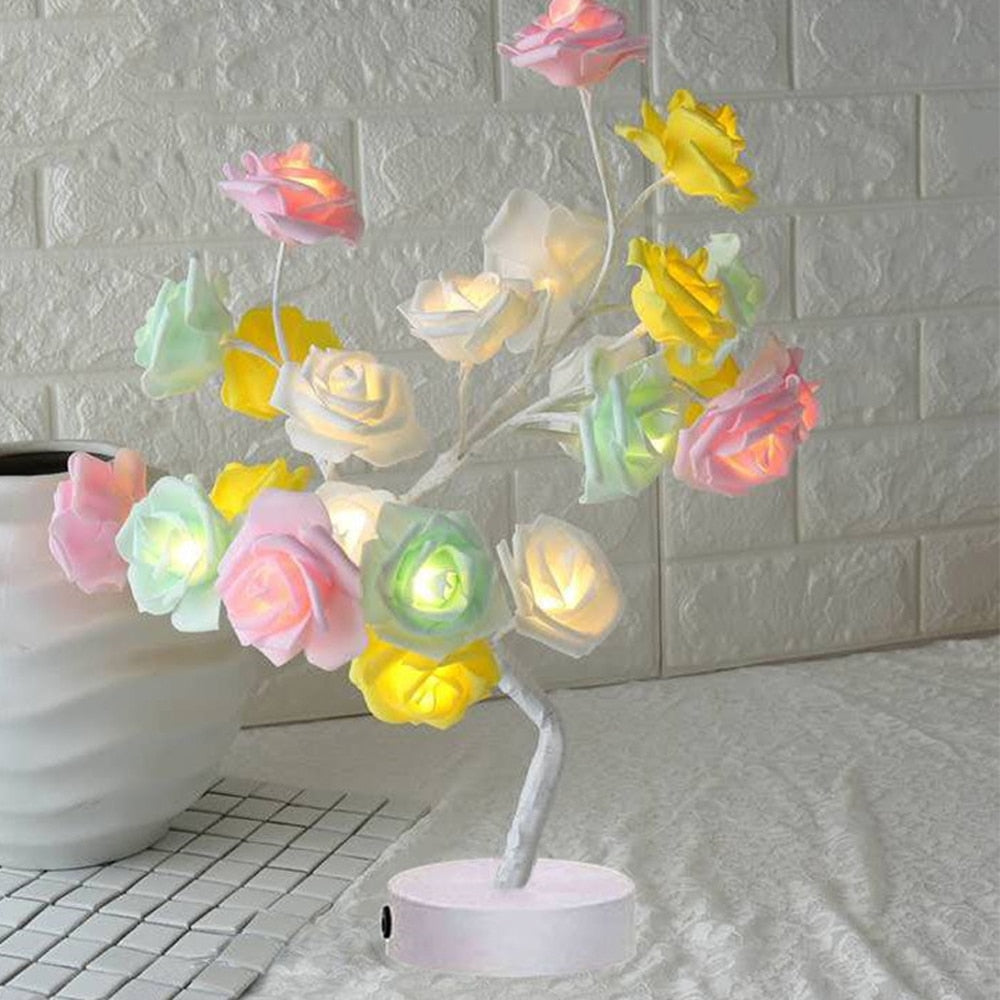 LED Rose Flower Tree Table Lamp Moderne Vases