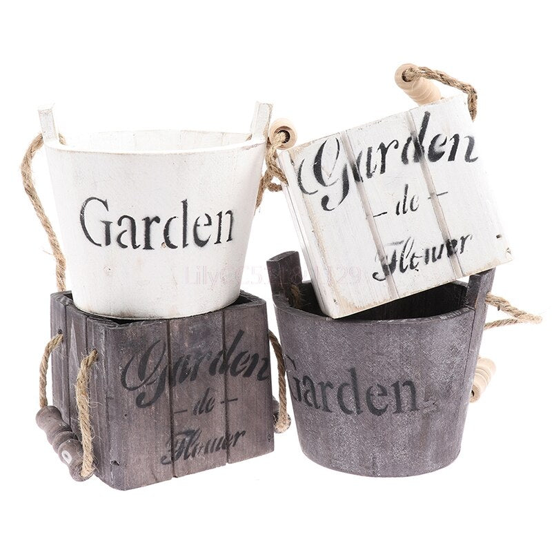 Vintage Wooden Flower Pots Moderne Vases