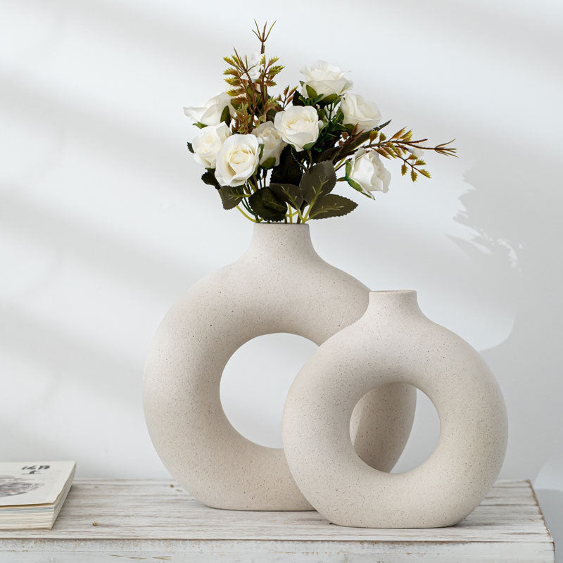 Circular Hollow Ceramic Vase Moderne Vases